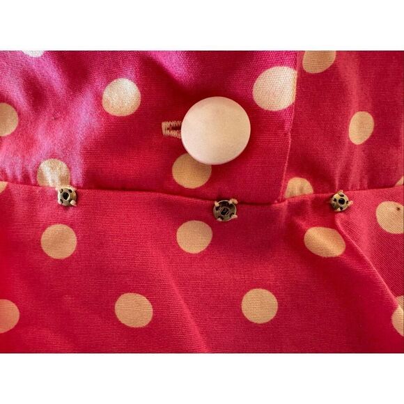women’s XS hot pink white polka dot skirt set vintage 80s peplum blouse mini pen - Picture 5 of 7